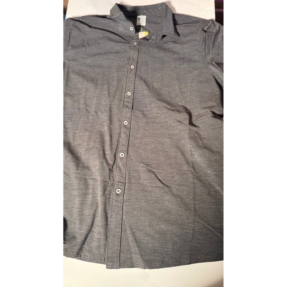 All In Motion Mens Woven Shirt Charcoal Gray Quick Dry Short Sleeve L NEW